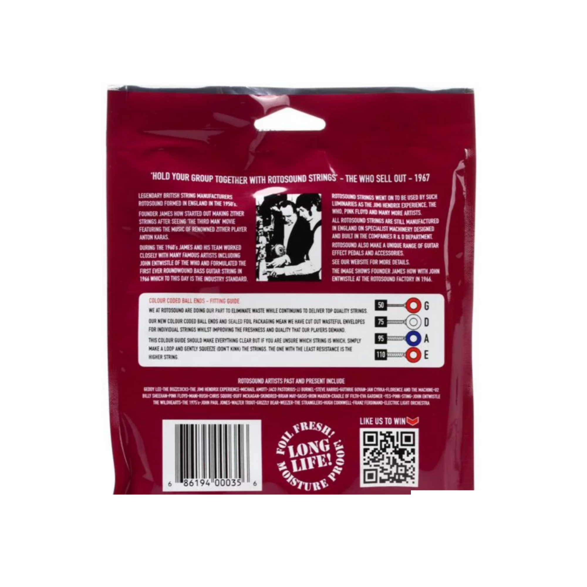 Rotosound Steve Harris Custom Flatwound Bass Guitar Strings